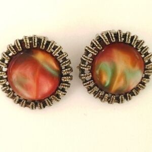 VTG Japan Made Button Clip-On Earrings